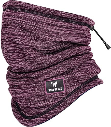 Faneam Schlauchschal Herren Damen Winter Thermo Halsschlauch Fleece Halswärmer Schal Schlauchschal mit Kordelzug Winterkreisschal Multifunktional für Winter Sport,Motorrad,Fahrrad,Ski,Violett