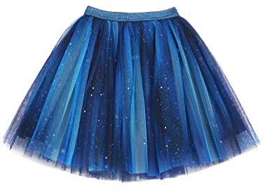 Kinder Mädchen Tuturock Sternenhimmel Blue Tüllrock Prinzessinrock Minirock Ballett Tütü Rock mit Elastischer Bund Lieblich - Dunkelblau Herstellergr. 130