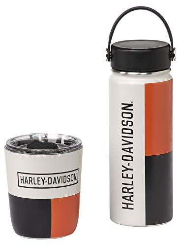 Harley-Davidson Ensemble tasse de voyage rétro et bouteille d'eau, 300 ml et 473 ml.