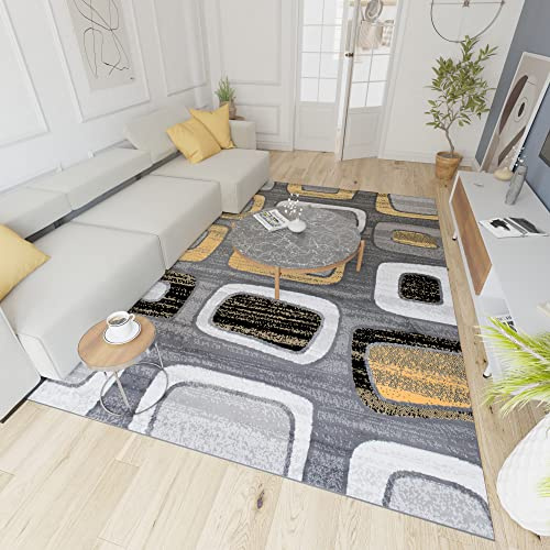 Mazovia Groß Teppich Wohnzimmer 200x300cm Anthrazit Grau Geometrisch Weich | Teppich für Schlafzimmer Büro Esszimmer Pflegeleicht Fußbodenheizungsgeeignet Reinigungsmittelbeständig Kurzflor Synthetisch