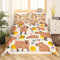 Homewish Cartoon Capybara Bettwäsche 155x220 für Kinder,Nette Braune Capybaras Bettbezug für Teens Jungen Mädchen Zimmer Dekor,Lustige Doodle Pflanzen Dots Bettwäsche Set Mikrofaser Weiche Bett Set