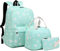 Mimfutu Mochila Escolar para niñas Adolescentes, Mochila 3 en 1 para niños, Juego de Mochilas Escolares con lonchera y Estuche para lápices, Flores Verde, L, Juego de Mochila Escolar