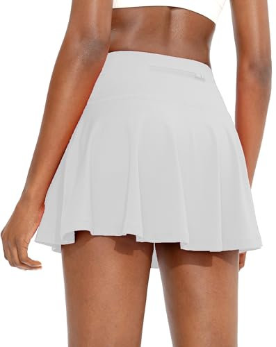 Timuspo Damen Weiße Hosenrock Kurz Hohe Taille Plissee Tennisrock Sommer Sport Wandern Reiten Skorts