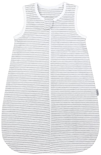 TupTam Baby Sommerdecke 0.5 TOG Baumwolle Unisex OEKO-TEX Zertifiziert, Farbe: Streifenmuster Grau, Kinder Größe: 86-92