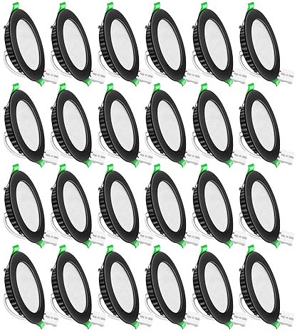 Tofisr LED Einbaustrahler 230V Flach,5W LED Spots Neutralweiß 4500K,Rund Matt Schwarz Metall Einbauleuchten Deckenspots,Slim Deckenstrahler,Einbauspots für Küche Wohnzimmer, 24er Set