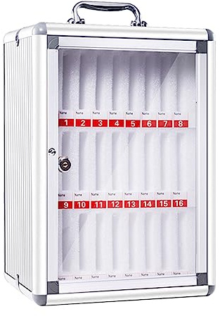 6/12/24/36/48/60-Slot-Handy-Aufbewahrungsschrank, Tragbarer Handy-Schrank, Abschließbare Telefon-Sicherheitsbox, Für Schule, Fabrik, Prüfung, Arbeit (Color : Silver, S : 24)