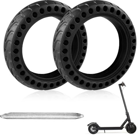 Lectorias 2 Stück Scooter Reifen 8.5 Zoll, Elektroroller Durable Anti-Slip Tyre Schwarz, Reifen Verdickt Schlauch mit Metallspudger, Roller Vorder Hinterreifen Ersatzräder Gummireifen für M365