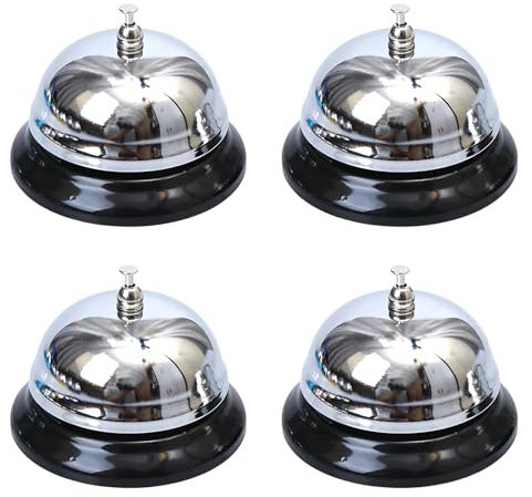 Sporgo 4 campanas de mesa: timbre de mesa con timbre crujiente de acero inoxidable, campanas de recepción, campanas de recepción, campana de barco para restaurantes, hoteles, bares, cocina