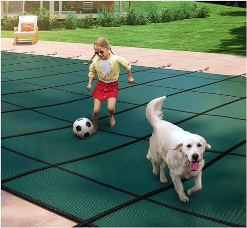 AviiSo Cobertor Solar para Piscinas Rectangular Cubierta de Piscina de Invierno al Aire Libre para la protección de Mascotas Infantiles, Material PP de Alta Resistencia, con Hardware de instalación (