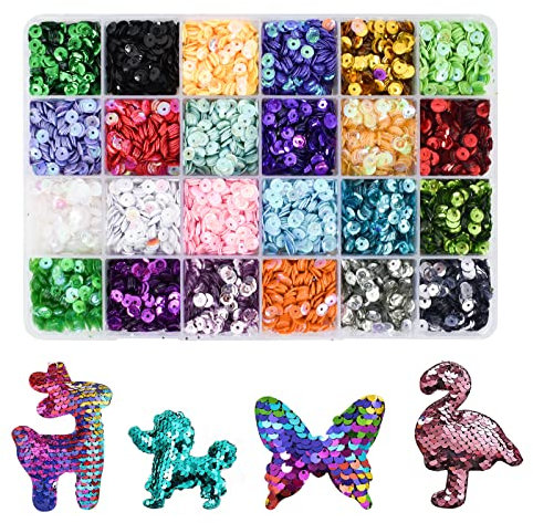 24 Farben 5mm Pailletten Basteln Bulk gemischte Farben lose Pailletten Bunt Pailletten mit Box Lose für Basteln DIY Kunsthandwerk Nähen Hochzeitsdekoration