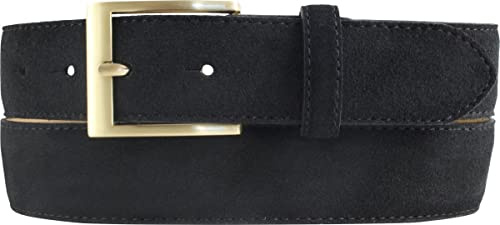 BELTINGER Gürtel aus Veloursleder 3,5 cm | Velour-Ledergürtel für Herren 35mm | Wildleder-Gürtel mit goldener Gürtelschließe