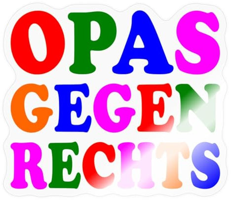 Spreadshirt Opas Gegen Rechts Statement Farbenfroh Sticker Aufkleber, 10 x 10 cm, Transparent glänzend