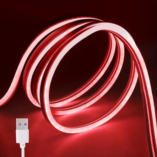 Wisada 5V USB Ruban à LED Néon Silicone 5m,120leds/m Bande LED,Bande Lumineuse Flexible étanche IP65,Bande LED néon pour intérieur et extérieur,chambre à coucher,cuisine,utilisation décorative