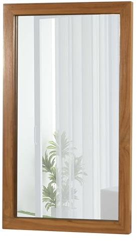 Mendler Teak-Wandspiegel HWC-M75, Badspiegel, Holzrahmen, hochwertiges B-Grade-Teak (Kernholz, 20-30 Jahre), 71x40cm