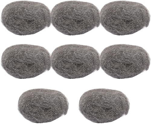 JMIATRY 8 Pack Steel Wool Mice, 23 Meter Coarse Steel Wool, Wire Wool Mice for Removing Paint, Varnish, Rust Can Stop Rats, Insect and Pest