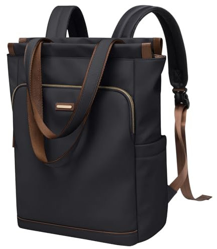 GOLF SUPAGS Sac à dos Convertible pour Ordinateur Portable pour Femmes Sac de Voyage Décontracté Notebook pour Travail Collège Voyage Loisirs (Noir, 15.6 Pouces)