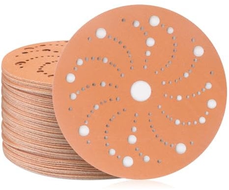 150mm Sanding Discs, 50Pcs 150mm Sanding Pads, 60 Grits Ceramic 119 Holes Abrasive Sanding Disc, Virtually Dust-Free, Durable and Long Lasting for Random Orbital Sander