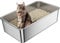 Barhon Katzenklo Edelstahl XXL 60 x 40 x 15 cm, Katzentoilette Edelstahl groß für Großkatzen mit hoher Seite, Katzenklo Metall Nicht klebend, leicht zu reinigen