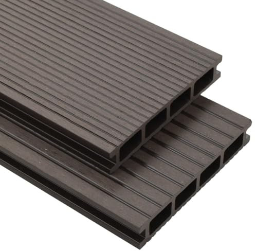 Willood WPC Hohlkammer Terrassendielen + Zubehör 10m² 2,2m Dunkelbraun