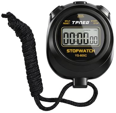 TPNEG Simple Stopwatch Timer - Easy to Use, Set Up, Read, and Carry - Large Display - On/Off, AAA Battery, No Hourly Beep - Ideal for Kids, Track and Field, Sports, Classroom - Stopwatches for Coaches