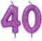 Zolunu Candela di compleanno numero 40, topper per torta glitterato per ragazze e donne, non profumato