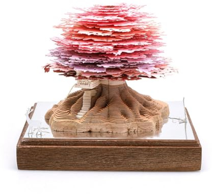 Hoepavy Time Piece Kalender 2025, 3D-Kalender, Kunstblöcke, Schreibtischkalender, lasergravierte Baumhaus-Haftnotizen, 3D-Papierschnitzerei, Haftnotizen, für Notizen, dekorative Ornamente,