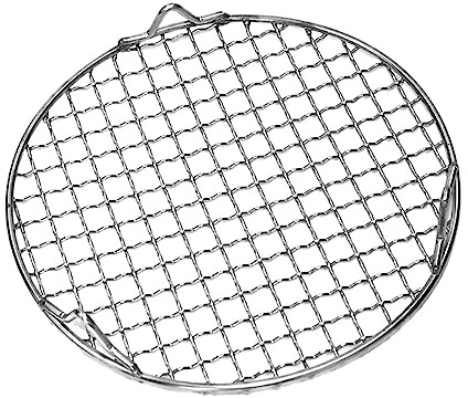 Amosfun Grillrost Robust mit Beinen, Silber aus Edelstahl Runder | Barbecue und Picknick, Geeignet für Steak und Garnelen, Hitzebeständig und Rostfrei