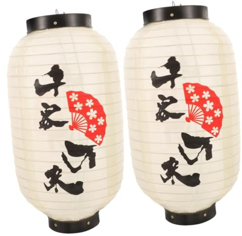 Kisangel 2stücke Dekorative Japanische Laterne Für Außenbereich Hängende Deko-leuchte Für Restaurants Sushi-bars Und Garten Stilvolle Wandlaterne Im Japanischen Design Cremefarbene