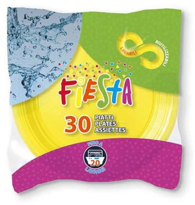 90 Piatti PIANI colorati di plastica RIUTILIZZABILI da 22cm piatti rigidi | piatti Lavabili | VARI COLORI | per feste eventi compleanni (Giallo)