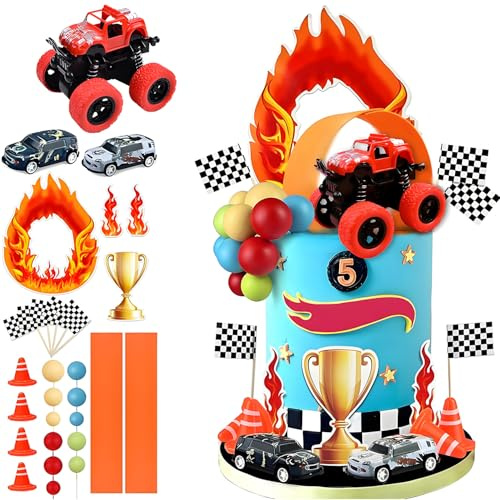30Stk Truck Geburtstagstorte Dekorationen, Buggy Trophy Racing Theme Party, alles Gute zum Geburtstag Tortendekorationen, Monster Truck Geburtstagstorte Dekorationen, Junge Tortendekorationen