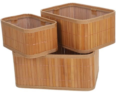 Mikikit 3pièces Paniers De Rangement Osier Tressé Lot De Paniers Rectangulaires Pour Chambre Salle De Bain Buanderie Ou Cuisine Pour Organiser Divers Objets
