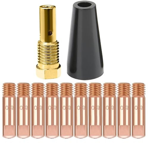 Kit di punte per ugelli senza gas per saldatrice a filo animato, punte di contatto multiuso per saldatrice a filo animato, diffusori di gas per ugelli senza per pistola per, p