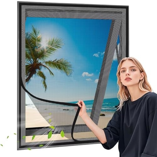 A Rullo Zanzariera Tenda 100x200cm Nero Per Porta Balcone Tende Antizanzare