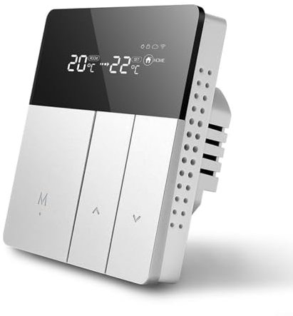Thermostat intelligent pour chauffage domestique, fonctionne avec Alexa et HomeKit, pour télécommande par application Tuya, ABS + PC, gris argenté, compatible 3 A/16 A/25 A (eau/chaudière/chauffage