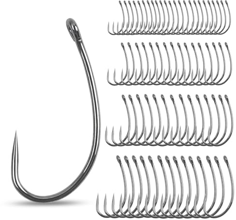 Barbless Carp Fishing Hooks,100pcs Curve Shank Carp Trout Circle Hooks Crank Fly Tying Hooks Coarse Fishing Hook Leader Hair Bait Rigs Fishing Tackle Accessoires for Freshwater Saltwater