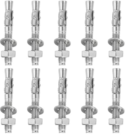 QUARKZMAN 10 Pcs Anclajes De Cuña, 3/8 X 3 Tornillos De Anclaje De Acero Inoxidable Para Hormigón, Sujeción Resistente Estándar Para Soporte De Pared De Cemento (Color Plateado)