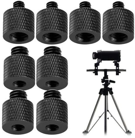 8 Stück Gewindeadapter,3/8“ auf 1/4“ & 1/4“ auf 3/8“ Stativ,Schraube Adapter für Stativ,Aluminiumlegierung Mikrofonständer Adapter,für Stativ,Kamera,Mikrofonständer,Lampenstative,Monitor(Schwarz)