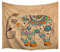 A.Monamour Wanddekor Wandbild Vorhang Wandteppiche Braune Indische Mandala Stammes- Elefant Tattoo Kunstdruck Stoff Wand Hängende Tapisserie Hippie Wand Kunst Für Schlafsäle Zubehör 153x229cm