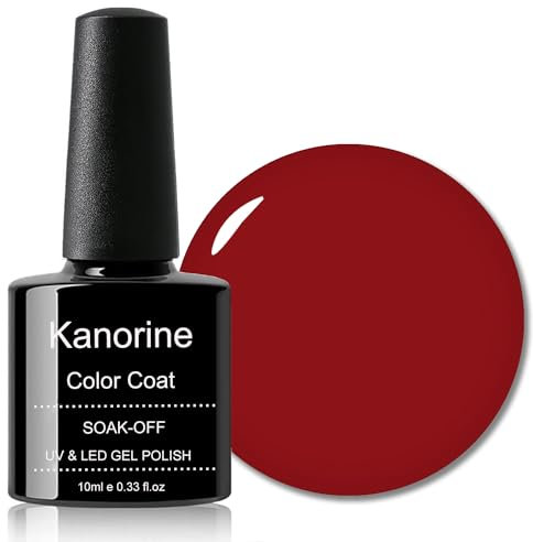 KANORINE Gel Polish Soak-Off UV/LED cherries Red Colour Gel Nail Polish KISS red Color Coat Gel Nail Varnish Nail Art TYPE 10ml