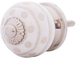 Knober 1 X ALBA | Weiß | verziert Montur aus Edestahl | Möbelknöpfe 30 mm Knauf | Türgriff Gewinde metrisch M3 | klein | verziert