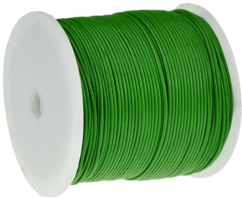 esnado Cordoncino rotondo in pelle, 1 mm, verde, 15 m, in vera pelle, conciato al vegetale, ideale per la produzione di gioielli e braccialetti, fai da te, progetti medievali
