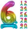 GoDan Beauty&Charm Riesige Luftballons Zahlen 0-9 zum Aufstellen auf dem Tisch 74 cm Folienballon Geburtstagsluftballons Zimmer und Raumdekoration beim Geburtstag Jubiläum (Zahl 6 Regenbogen)