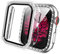Per Apple Watch 40mm Series 6/SE/5/4 Cover+Protezione Schermo, Qianyou Glitter PC Custodia Copri Protettiva in Vetro Temperato, Strass Brillanti Case Pieno Ultra Sottile Paraurti Pellicola (Bianca)