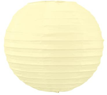 Boule Papier Ivoire 20cm - Lampion Papier en Papier de Riz - Lanterne Japonaise Ivoire pour Décoration de Mariage, Anniversaire, Fêtes