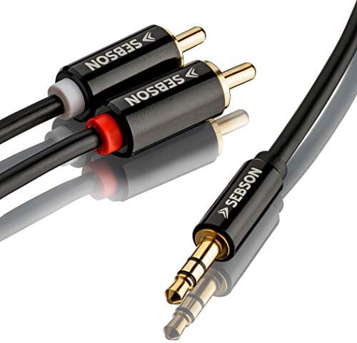 SEBSON Audio Kabel 5m, Klinke 3,5mm auf 2 Cinch Stecker, RCA zu Jack, männlich vergoldet abgeschirmt