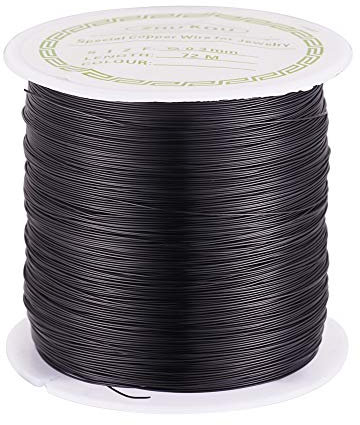 PandaHall Alambre de cobre desnudo resistente al deslustre de 236 pies, calibre 28, 0.3 mm, alambre de cuentas de joyería para manualidades, suministros de fabricación de joyas (negro)
