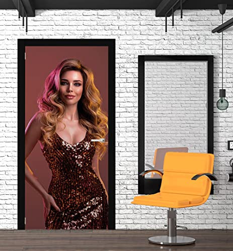 MyMaxxi - Tür bekleben mit Türtapete Türposter Türfolie Selbstklebend 90x200 Beauty 04 - Tür verschönern mit Türfolie - Türaufkleber Türklebefolie Friseur Hairstylist
