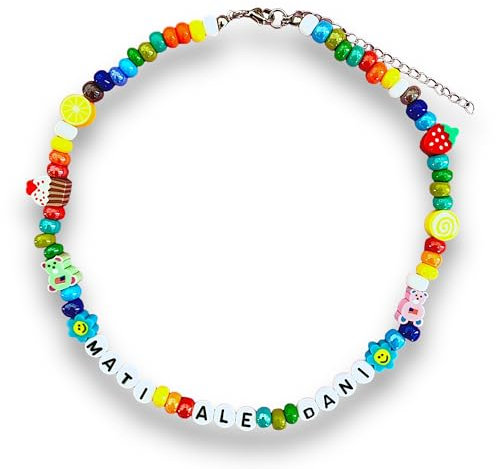 Vero Bijoux Collana perline nome - Collana personalizzata - Collana realizzata con perline in vetro di Boemia e finiture in acciaio inox di alta qualità - Collana Waterproof - Made in Italy