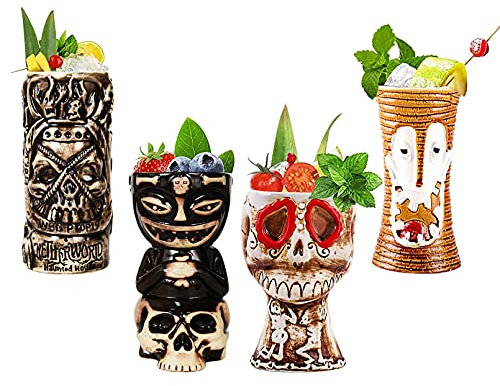Hawaii Tiki Cup Tasses Tiki Tasses Colorées En Céramique Tiki Verres À Cocktail Hawaii Tasses À Cocktail Et Décoration De Fête Tasses À Cocktail Hawaïennes En Céramique,As shown