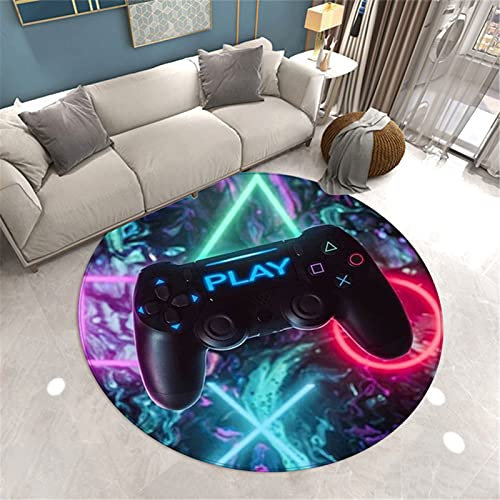 Stillshine. 3D Gaming Video Game Runde Kinderteppich Gamer Gamepad Regler Taste Modern Teppich Kinderzimmer Dekoration Küche Gang Kindergarten Spielmatte Krabbelmatte Sanft Flanell (Farbe 3,120 cm)